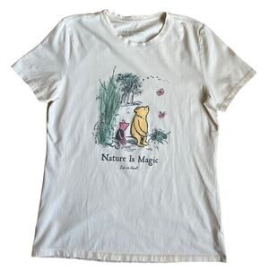 Life is Good Pooh and Piglet Nature is Magic Tee Shirt Cream Women's M